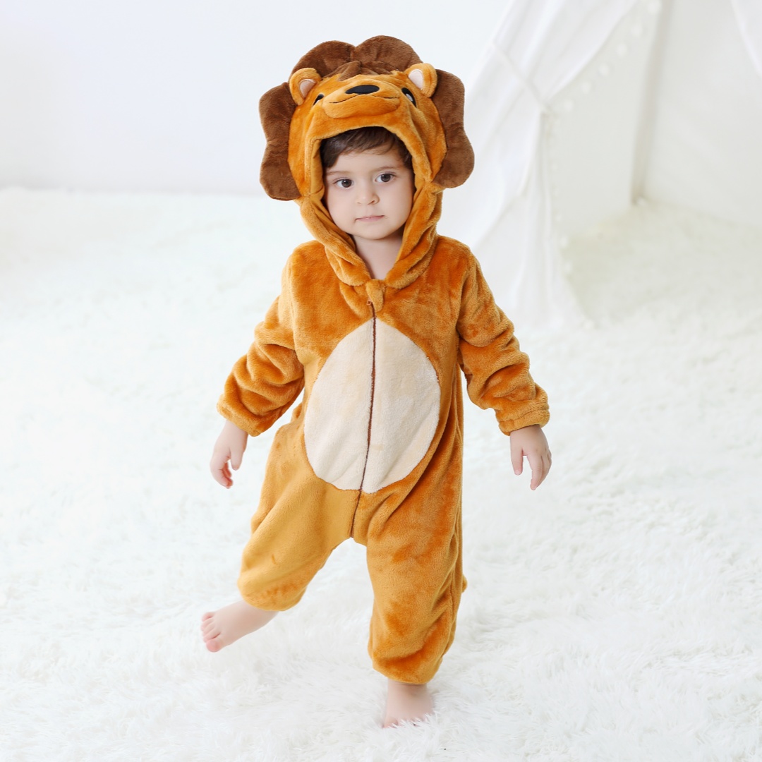 Cotton Baby Onesies Zipper - Newborn Baby Cute Lion Animal Cartoon