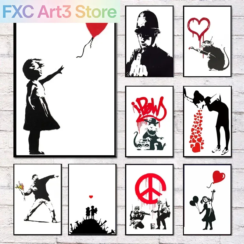 Nursery - Frameless,Girl and Red Balloon Banksy Art