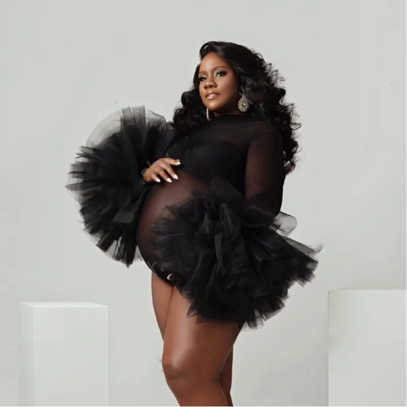 Maternity Wear - Maternity Photography Props Bodysuit Puffy Ruffled