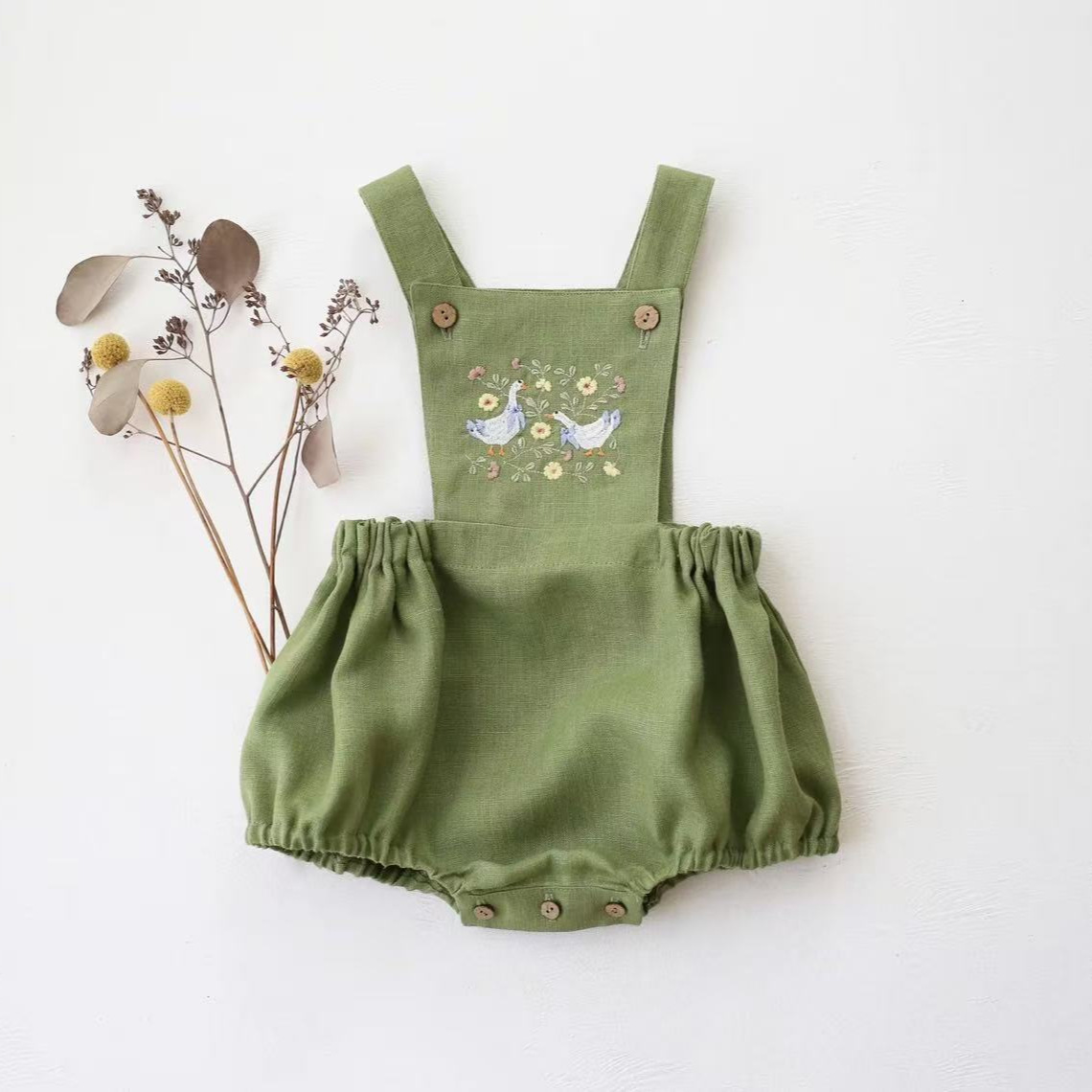 Countryside Style 2026 Summer  - đánh giá và giá Baby Summer Linen Sleeveless Jumpsuit