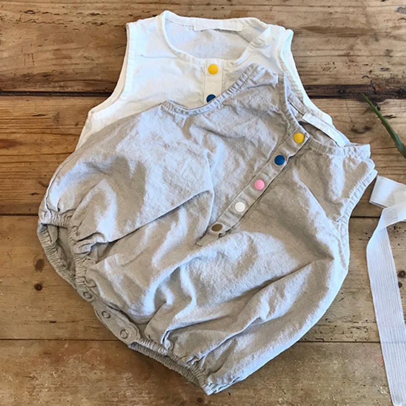 Linen Cotton Boys Romper Summe - đánh giá và giá Baby Summer Linen Sleeveless Jumpsuit