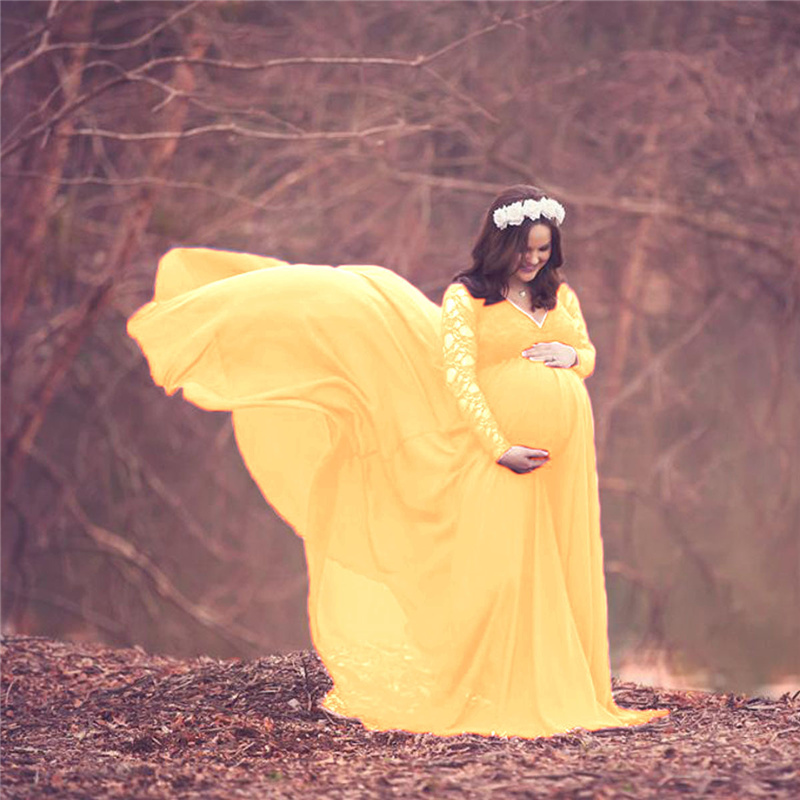 Mới Voan Phối Ren Mẹ Nhiếp Ảnh - đánh giá và giá Maternity Wear