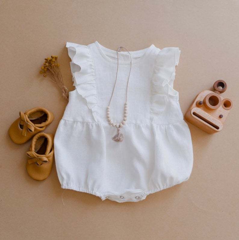 Mùa Hè Sơ Sinh Trẻ Sơ Sinh Bé  - đánh giá và giá Baby Summer Linen Sleeveless Jumpsuit