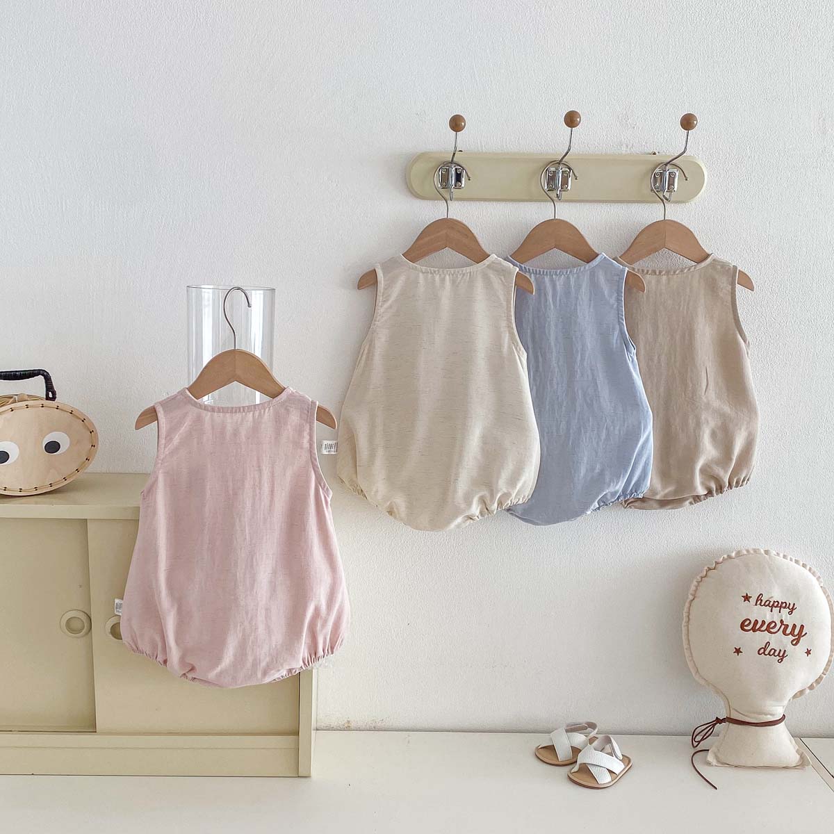 Baby Summer Bear Thin Sleevele - đánh giá và giá Baby Summer Linen Sleeveless Jumpsuit