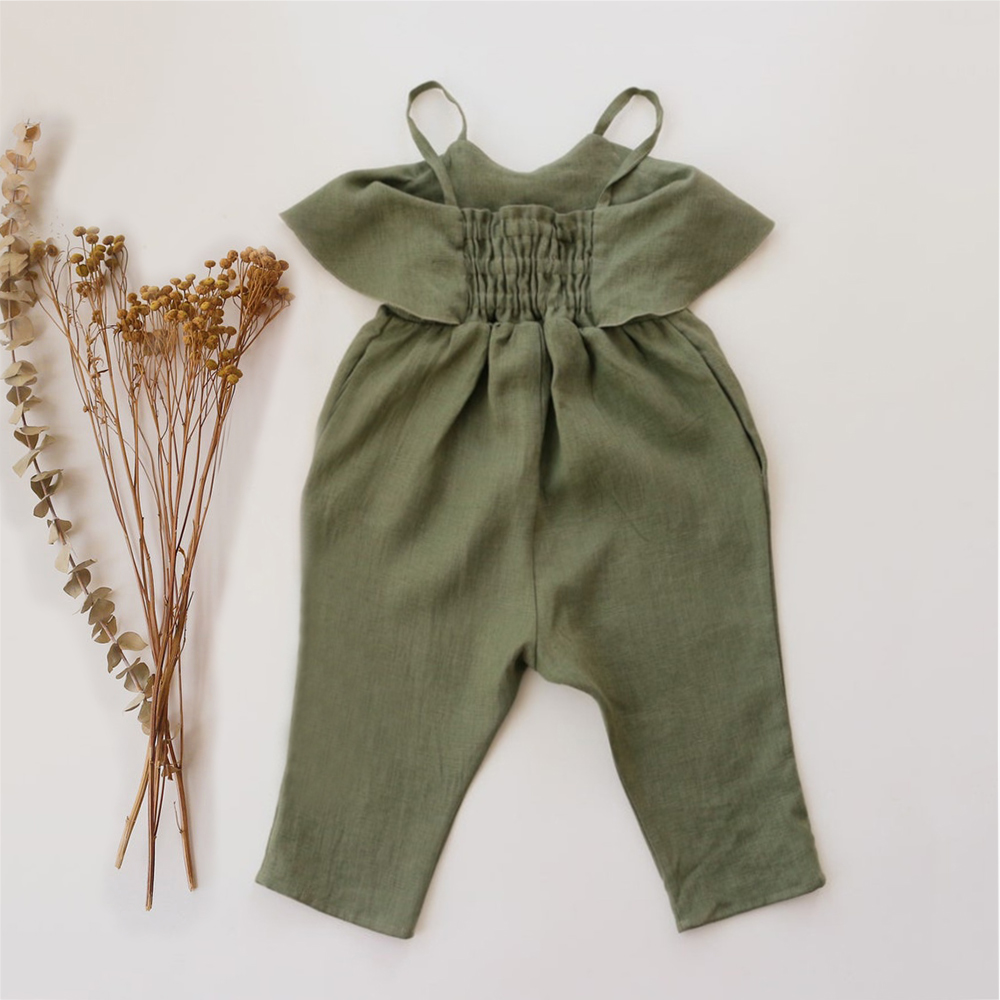 Baby Girl Summer Clothes Baby  - đánh giá và giá Baby Summer Linen Sleeveless Jumpsuit